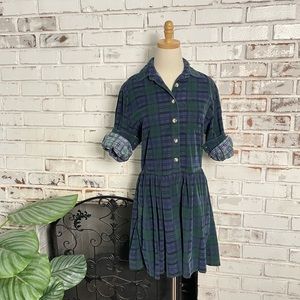 Vintage Green and Blue Plaid Mini Dress